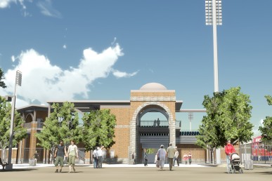 Architect's sketch, proposed Curtis Granderson Stadium