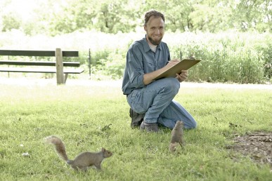 Steve Sullivan, Project Squirrel, studies gray squirrels in Lincoln Park.
