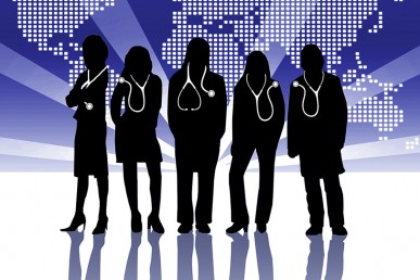 silhouettes of people wearing stethoscopes