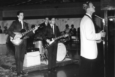 Bill Bielby, center, in his eighth-grade band, the Newports.