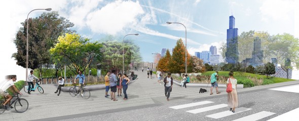 Peoria St rendering from Harrison to north