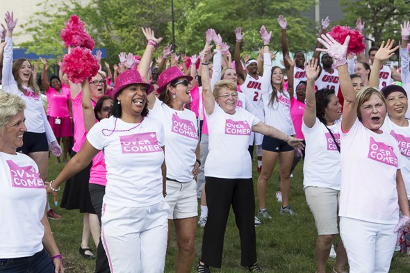 Staff, patients and employees dance for breast cancer video