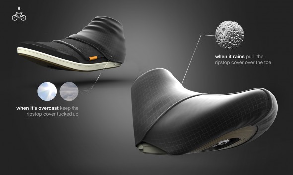 Illustration of shoe designed for urban bicyclists