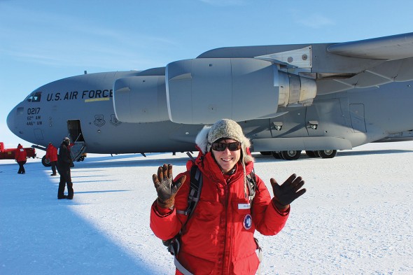 Hilary Dugan, UIC doctoral student in earth and environmental sciences, in Antarctica for research with professor Peter Doran.