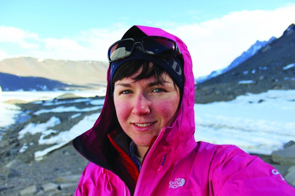Hilary Dugan, UIC doctoral student in earth and environmental sciences, in Antarctica