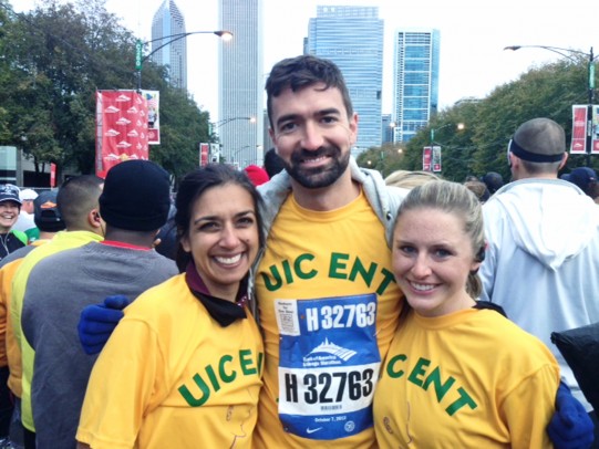 Rakhi Thambi and members of the UIC ENT team at the Chicago Marathon