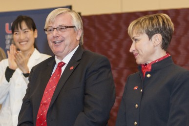 UIC Chancellor Michael D. Amiridis and his wife, Ero Aggelopoulou-Amiridis, at an event announcing his appointment last spring.
