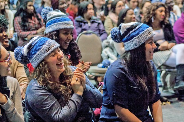 students laugh and applaud at LOL@UIC