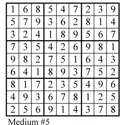 Sudoku puzzle answers Sept. 9, 2015