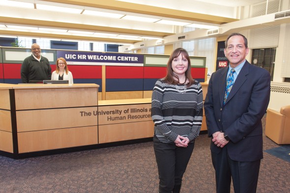 Susan Balmes and Mike Ginsburg in the  Human Resources Welcome Center