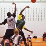 students playing intramural basketball