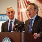 U.S. Secretary of Energy Steven Chu (right), with Mayor Rahm Emanuel
