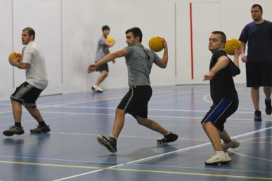 Students playing dodgeball