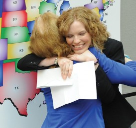Kandace Walker hugs her mother after learning her placement