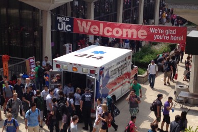 EMS students show off UIC EMS's new ambulance