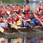 UIC's Dragon Boat Team in the water