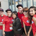 Chancellor Paula Allen-Meares with students at the welcome block party after convocation.