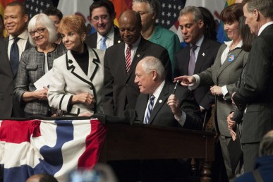 Governor Pat Quinn signs the Marriage Equality Bill