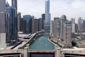 A view north on the Chicago River