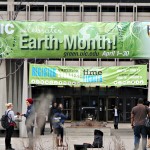 Earth Month banner displayed in the quad