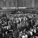 Crowds in the Chicago Board of Trade in 1930