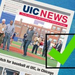 Issue of UIC News and green check mark