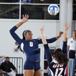 Stephenee Yancy leaping to make a spike