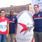 Sandra Schwendeman with USA rugby players Zack Test and Carlin Isles