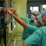Surgeons view diagnostic images