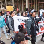Students and community members march on campus in support of proposed legislation that would provide access to financial aid to undocumented students