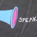 image of megaphone and words "speak up"