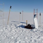 Research tower and sub-surface laboratory at Summit Camp on the Greenland Ice Sheet. Photo: Max Berkelhammer 