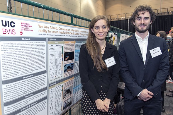 Carrie Shaw and Thomas Leahy present their award-winning project at the Student Research Forum.
