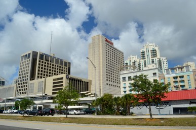 Tall buildings located near the Metrorail Dadeland South Station in Kendall, Florida