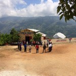 People outside a YMCA in Haiti