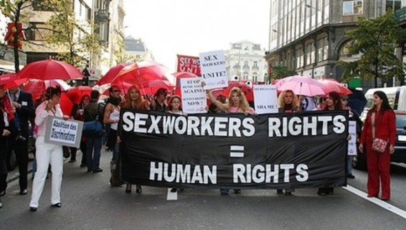 Members of Sex Workers Outreach Project, SWOP, protest recently.