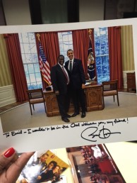 Photo of Former Senate President Emil Jones, Jr. and President Barack Obama at the White House.