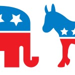 Republican Elephant and Democratic Donkey symbols