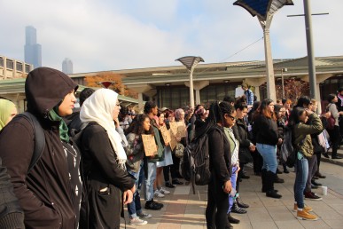 UIC students at a recent protest on campus.