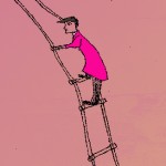 drawing of person climbing a ladder