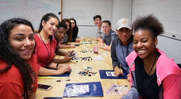 students participating in an engineering camp