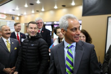 Mayor Rahm Emanuel touring facility