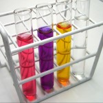 test tubes with different colored liquids in them