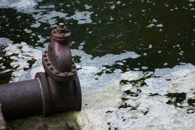 drain pipe in polluted water