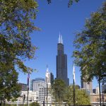 UIC campus and Chicago skyline