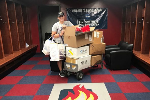 Athletes collect items for hurricane relief