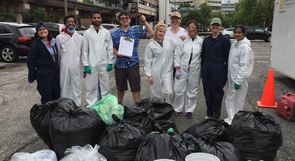 Sustainability waste audit collecting garbage