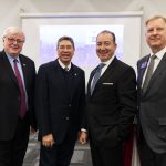 UIC Chancellor Michael Amiridis, Juan José Cabrera-Lazarini of Monterrey Institute of Technology, University Trustee Ramón Cepeda and Vice Provost for Global Engagement Neal McCrillis attend a a welcome meeting announcing announce UIC’s partnership with Monterrey Tec.