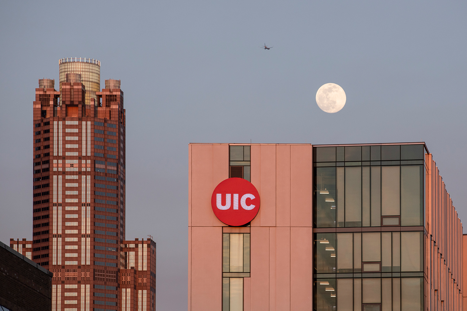 A full moon rises over ARC on Sunday evening.