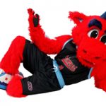 Sparky in black uniform and laying down
